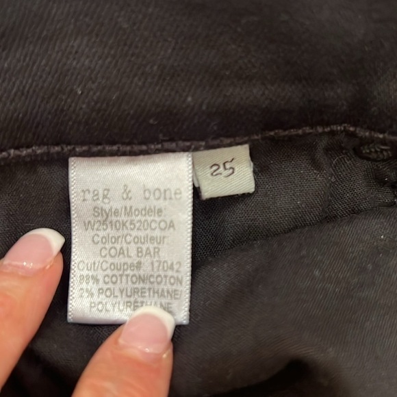 RAG AND BONE BLACK SLIT JEANS SIZE 25 - Picture 6 of 13